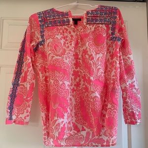 j crew pink floral blouse size 4